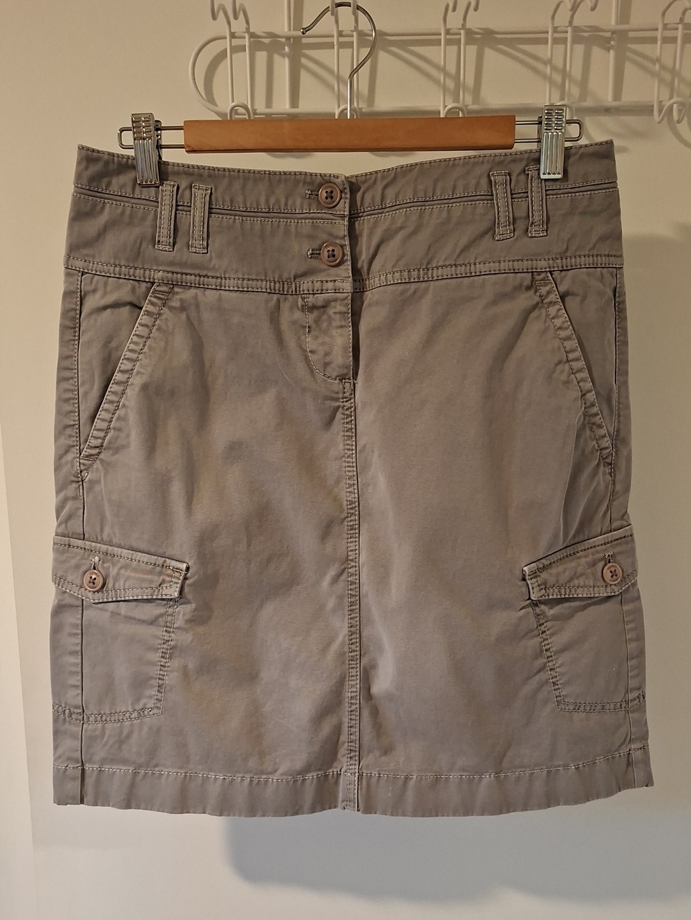 Vintage Y2K Esprit 100% Cotton Gray Utility Cargo Pocket Low-rise Skirt (US 8)